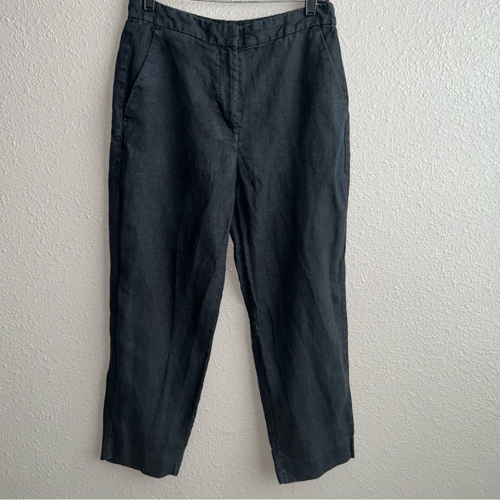 Banana Republic Black 100% Linen‎ Ankle Trouser Pants